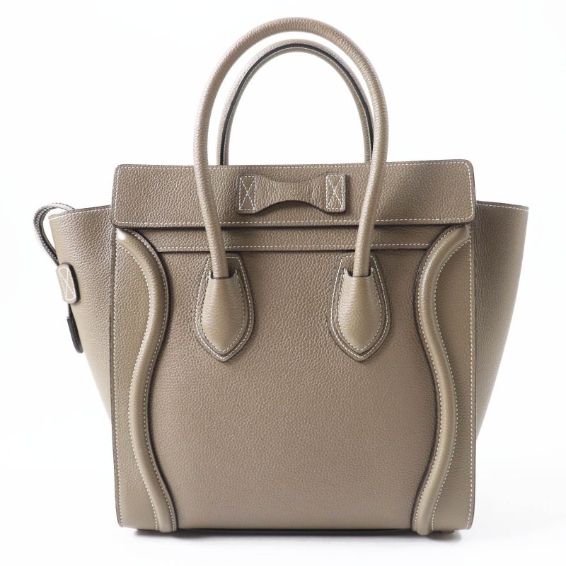 Celine 18979 Luggage Micro Shopper Drummed Calfskin Handbag With Sri Storage