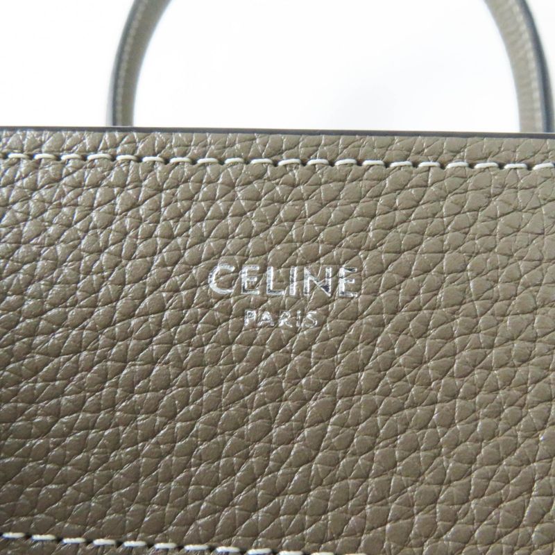Celine 18979 Luggage Micro Shopper Drummed Calfskin Handbag With Sri Storage