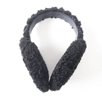 Gucci 645495 517074 Curly Eco Fur GG Embroidered Earmuffs Black Navy Made In