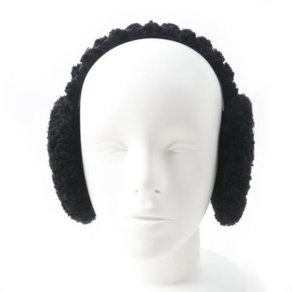 Gucci 645495 517074 Curly Eco Fur GG Embroidered Earmuffs Black Navy Made In