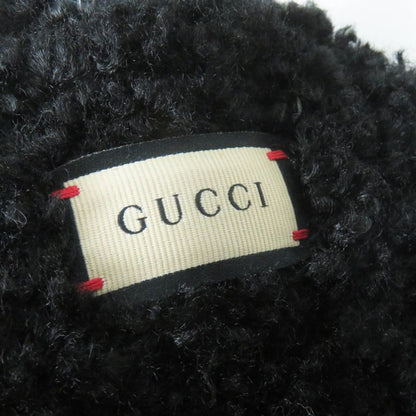 Gucci 645495 517074 Curly Eco Fur GG Embroidered Earmuffs Black Navy Made In