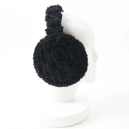 Gucci 645495 517074 Curly Eco Fur GG Embroidered Earmuffs Black Navy Made In