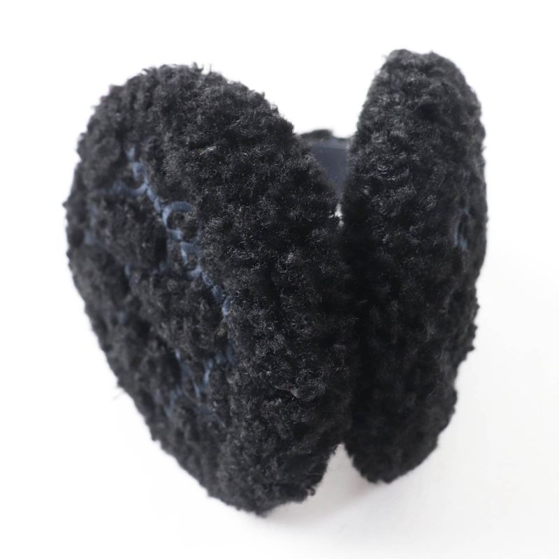 Gucci 645495 517074 Curly Eco Fur GG Embroidered Earmuffs Black Navy Made In