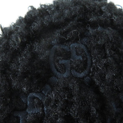 Gucci 645495 517074 Curly Eco Fur GG Embroidered Earmuffs Black Navy Made In
