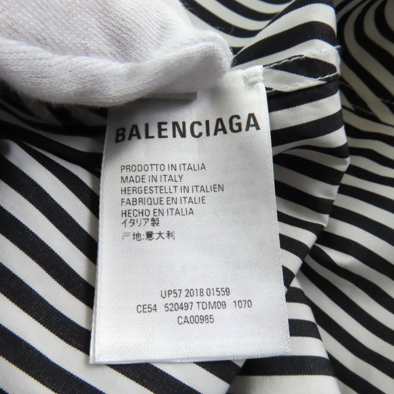 Balenciaga 520497 New Swing 100% Cotton Big Silhouette Striped Shirt With Back