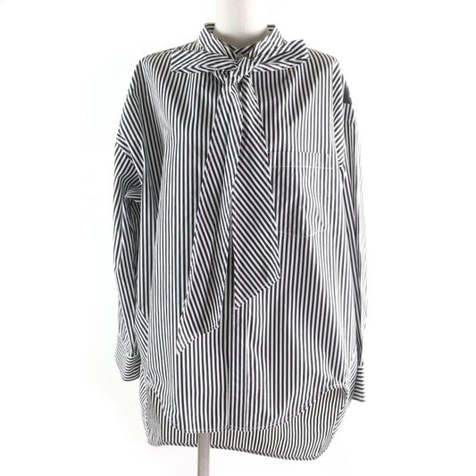 Balenciaga 520497 New Swing 100% Cotton Big Silhouette Striped Shirt With Back
