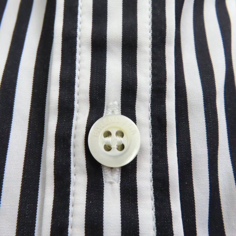 Balenciaga 520497 New Swing 100% Cotton Big Silhouette Striped Shirt With Back