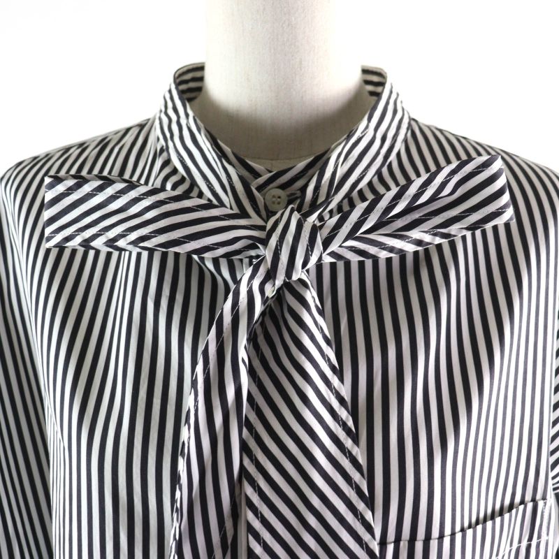 Balenciaga 520497 New Swing 100% Cotton Big Silhouette Striped Shirt With Back