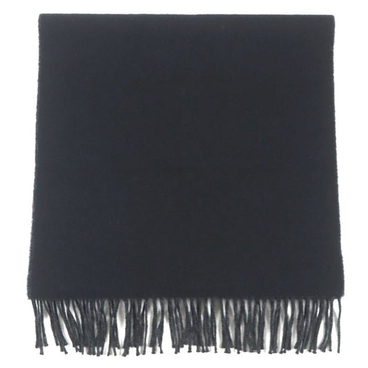 Hermes 100% Cashmere Logo Embroidery Fringed Reversible Scarf Black Gray Made