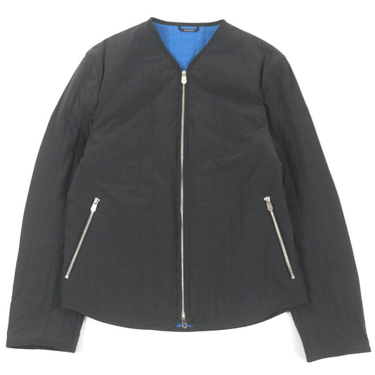 Hermes H Motif Logo Zip Cotton Quilted Jacket Blouson Charcoal Blue 46 With