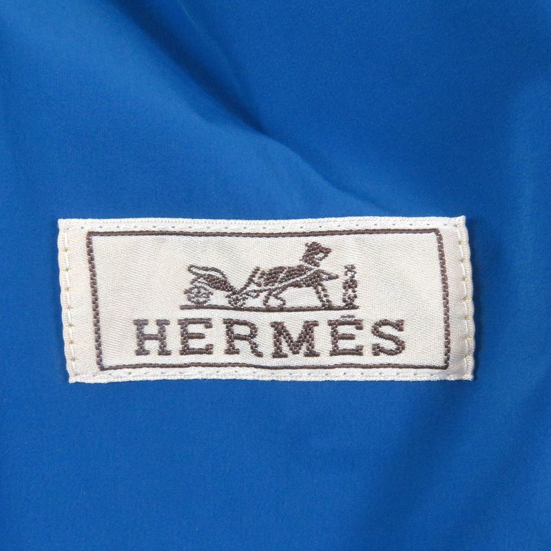Hermes H Motif Logo Zip Cotton Quilted Jacket Blouson Charcoal Blue 46 With