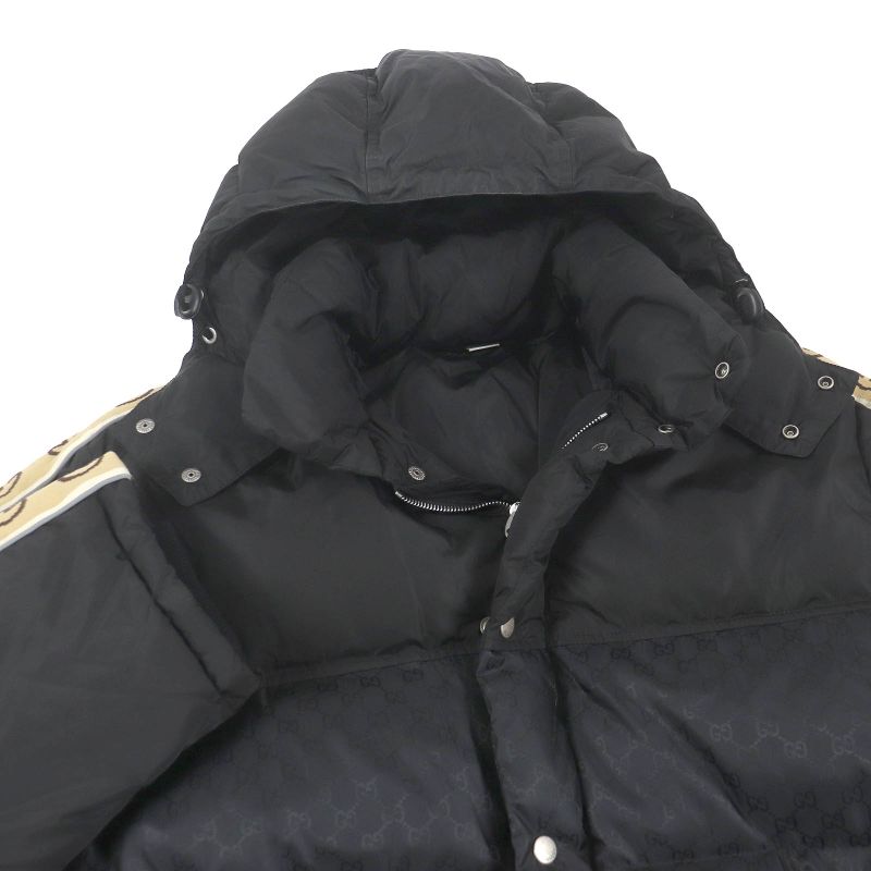 Gucci 603569 GG Logo Sideline Hooded Bench Coat Black 50 Genuine