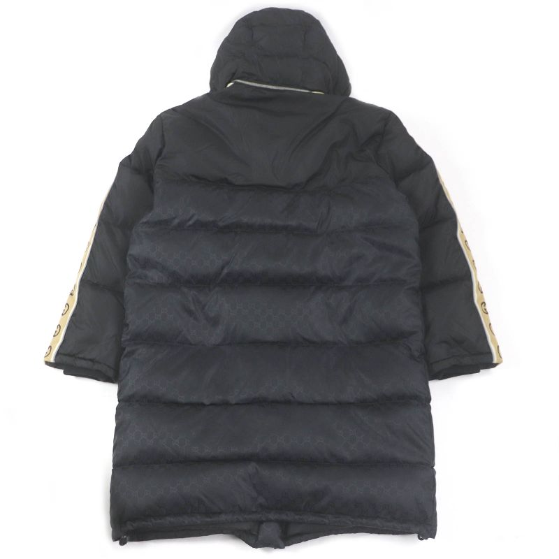 Gucci 603569 GG Logo Sideline Hooded Bench Coat Black 50 Genuine