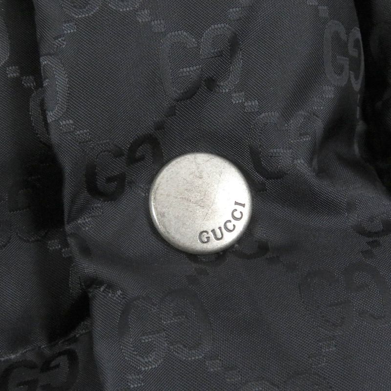 Gucci 603569 GG Logo Sideline Hooded Bench Coat Black 50 Genuine