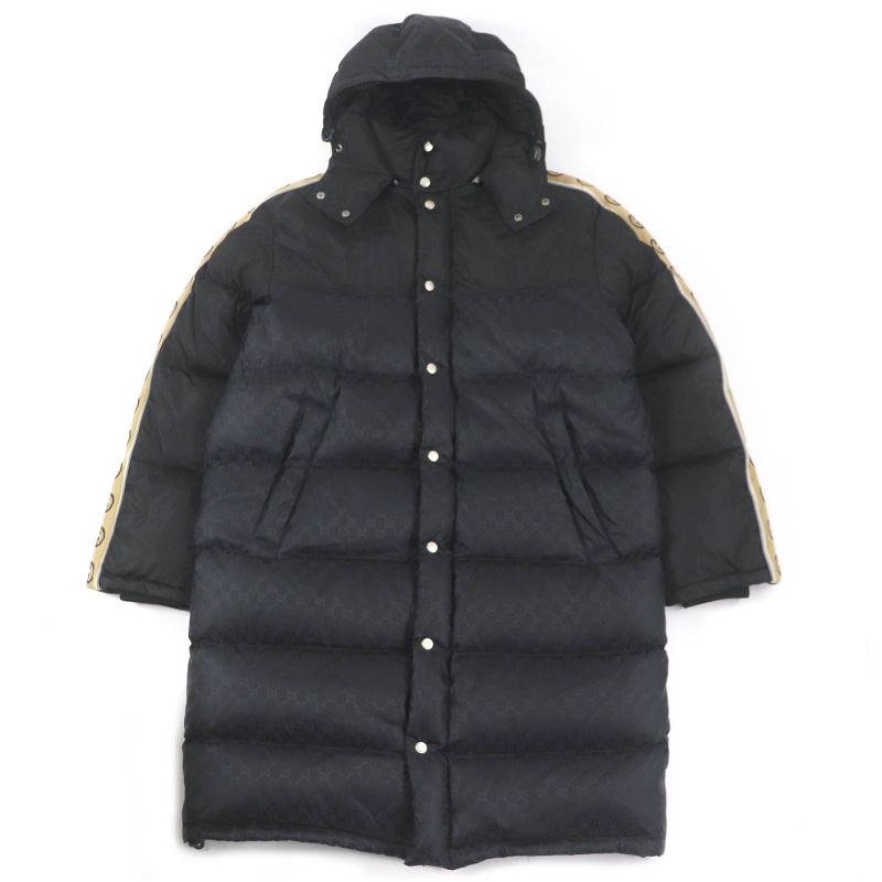 Gucci 603569 GG Logo Sideline Hooded Bench Coat Black 50 Genuine