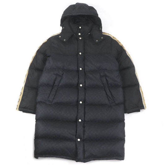 Gucci 603569 GG Logo Sideline Hooded Bench Coat Black 50 Genuine