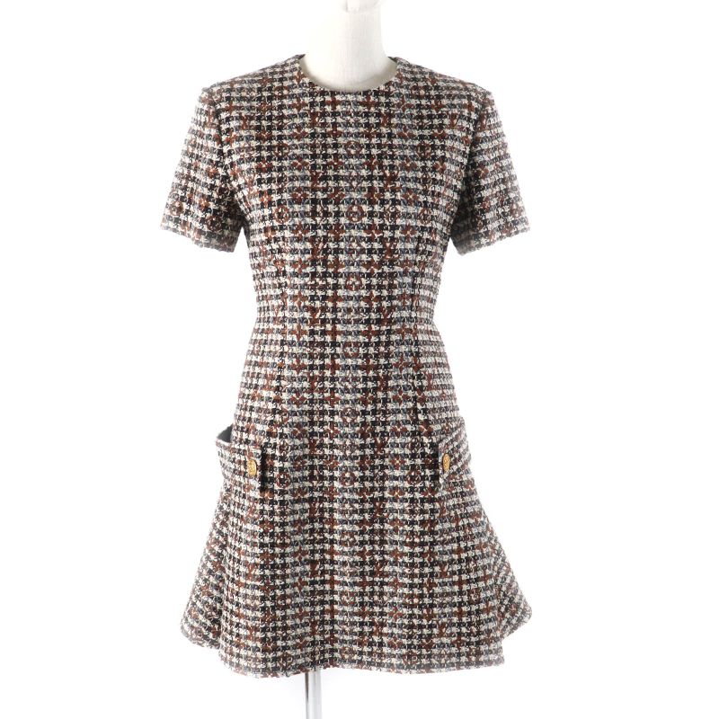 Louis Vuitton 22AW Mohair Blend With Logo Buttons Monogram Short Sleeves Tweed