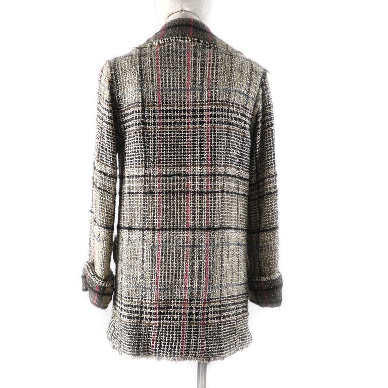 CHANEL 05A P26855 Checked Tweed Double Breasted Jacket With Coco Mark Buttons