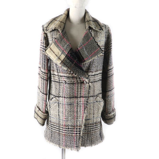 CHANEL 05A P26855 Checked Tweed Double Breasted Jacket With Coco Mark Buttons