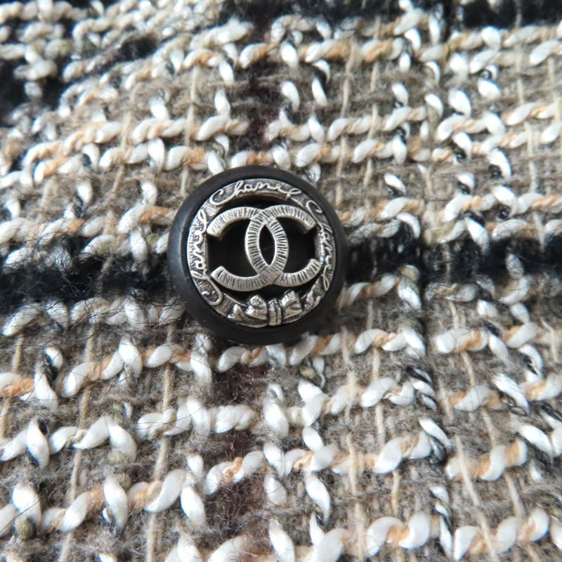 CHANEL 05A P26855 Checked Tweed Double Breasted Jacket With Coco Mark Buttons