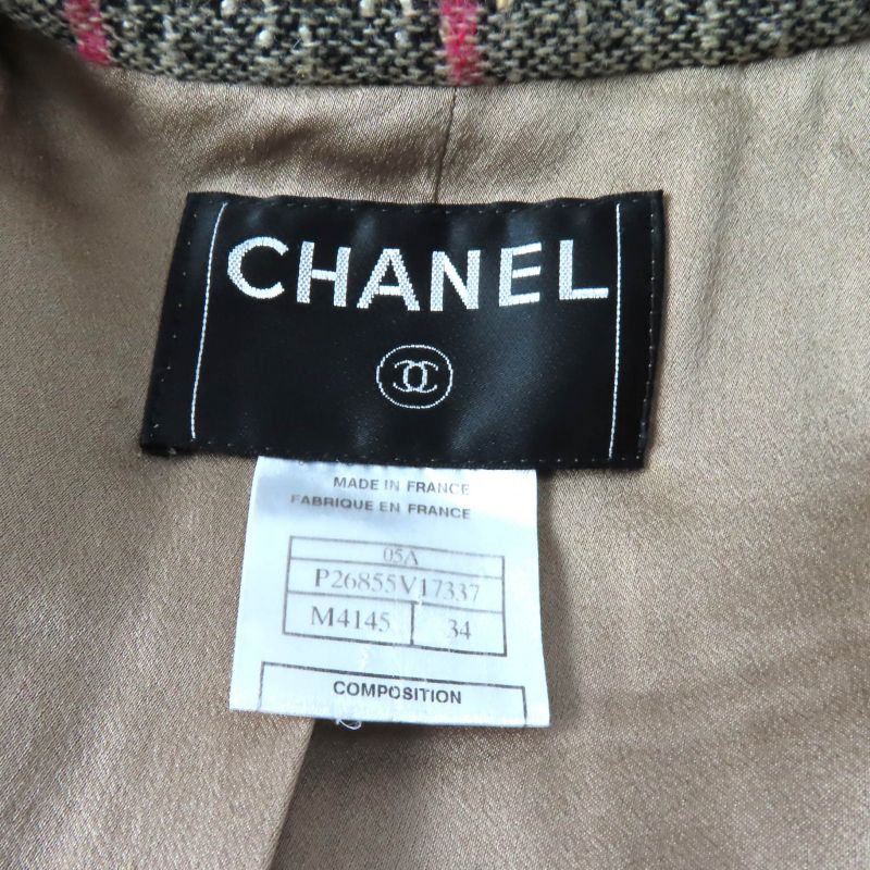 CHANEL 05A P26855 Checked Tweed Double Breasted Jacket With Coco Mark Buttons
