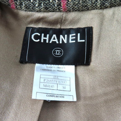 CHANEL 05A P26855 Checked Tweed Double Breasted Jacket With Coco Mark Buttons
