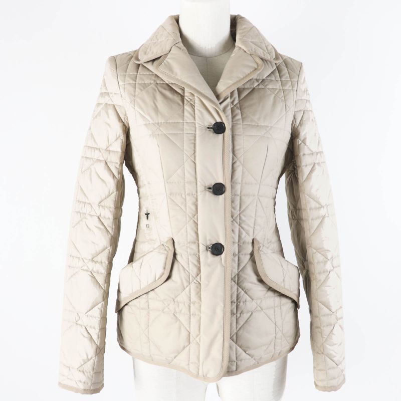 Christian DIOR 157v38a2827 BEE Embroidered Cannage Quilted Jacket Light Beige