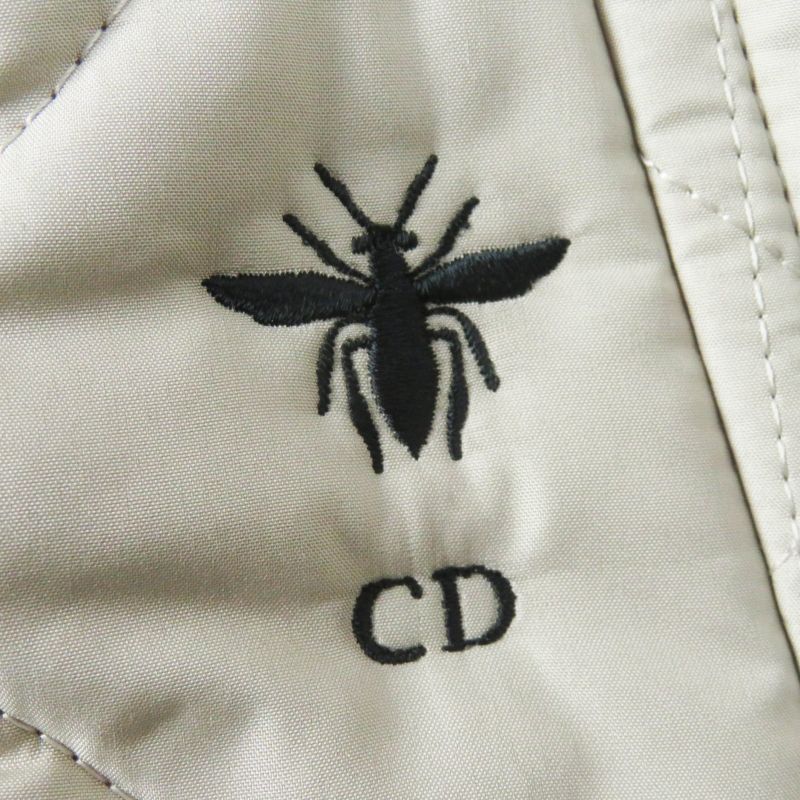 Christian DIOR 157v38a2827 BEE Embroidered Cannage Quilted Jacket Light Beige