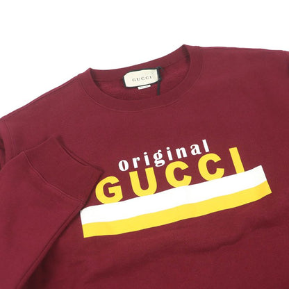Gucci 20AW 626990 100% Cotton Logo Print Crew Neck Sweatshirt Bordeaux L Made