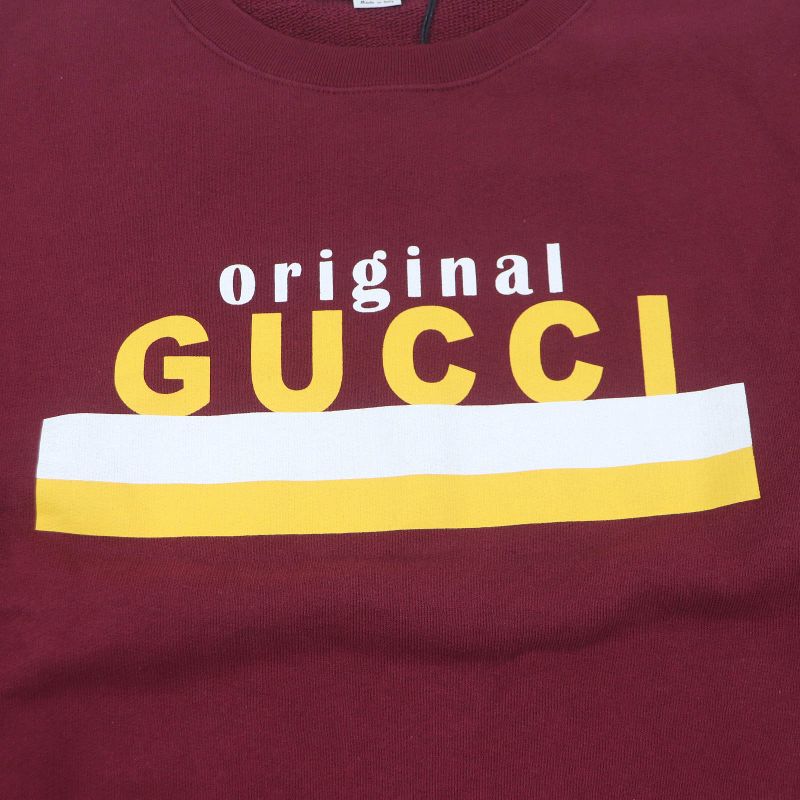 Gucci 20AW 626990 100% Cotton Logo Print Crew Neck Sweatshirt Bordeaux L Made