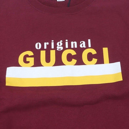 Gucci 20AW 626990 100% Cotton Logo Print Crew Neck Sweatshirt Bordeaux L Made