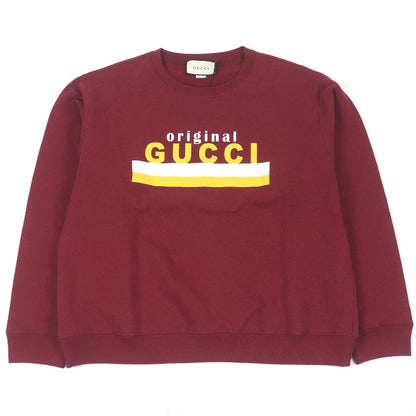 Gucci 20AW 626990 100% Cotton Logo Print Crew Neck Sweatshirt Bordeaux L Made