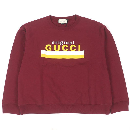 Gucci 20AW 626990 100% Cotton Logo Print Crew Neck Sweatshirt Bordeaux L Made