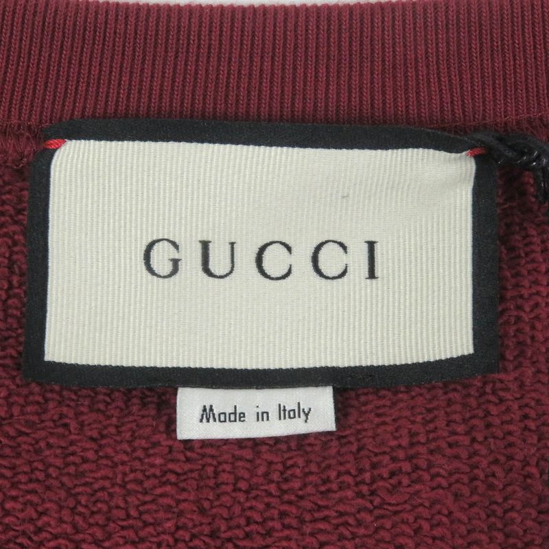 Gucci 20AW 626990 100% Cotton Logo Print Crew Neck Sweatshirt Bordeaux L Made