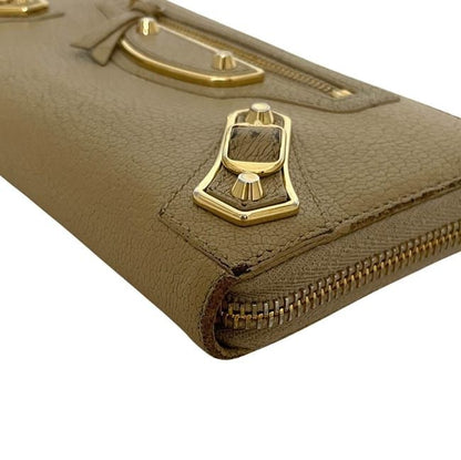 Balenciaga Round Zipper Long Wallet Beige Classic 390187