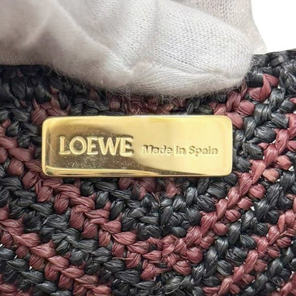 Loewe Tote Bag Folded Tote Medium Black Bordeaux Pink