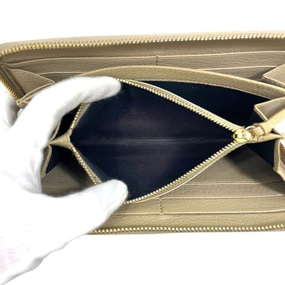 Balenciaga Round Zipper Long Wallet Beige Classic 390187