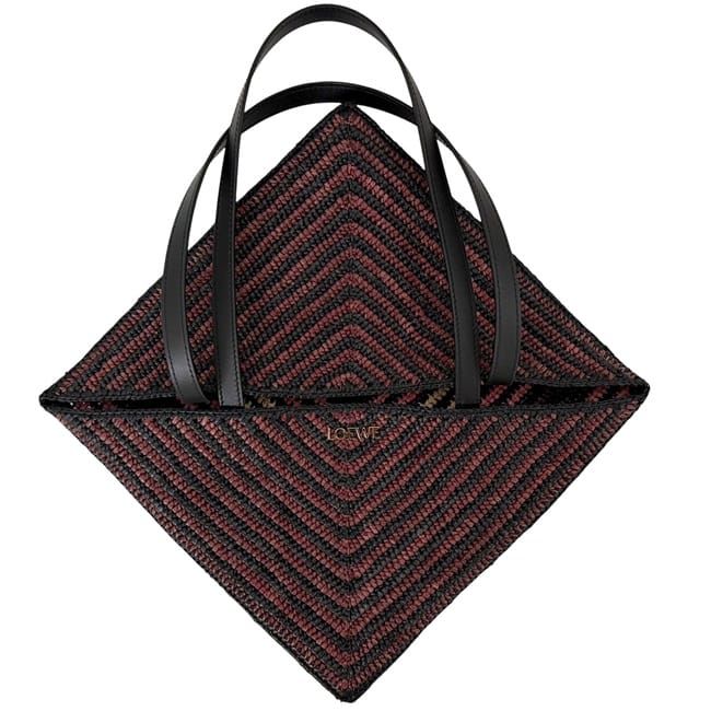 Loewe Tote Bag Folded Tote Medium Black Bordeaux Pink