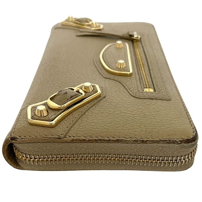 Balenciaga Round Zipper Long Wallet Beige Classic 390187