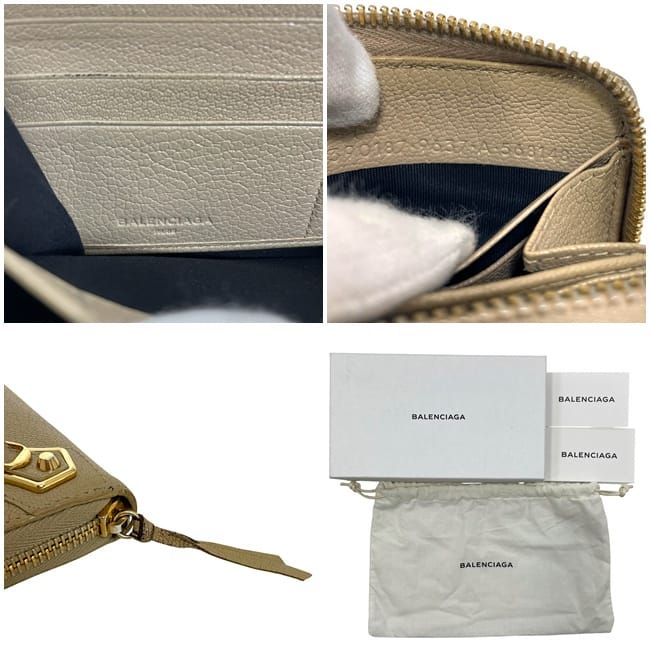 Balenciaga Round Zipper Long Wallet Beige Classic 390187