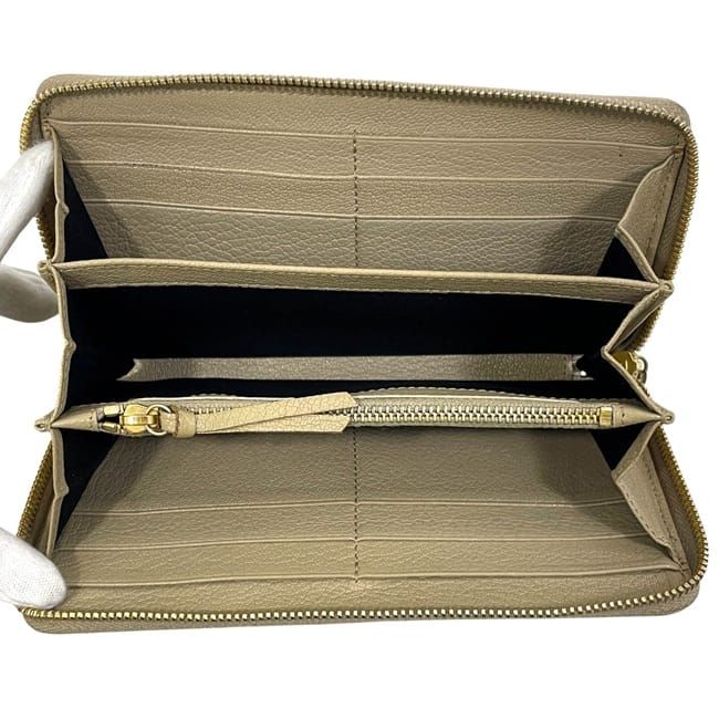 Balenciaga Round Zipper Long Wallet Beige Classic 390187