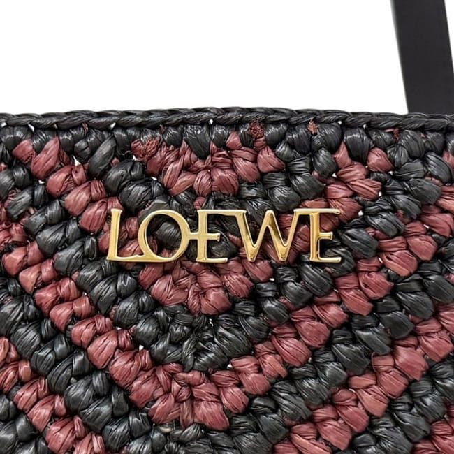 Loewe Tote Bag Folded Tote Medium Black Bordeaux Pink