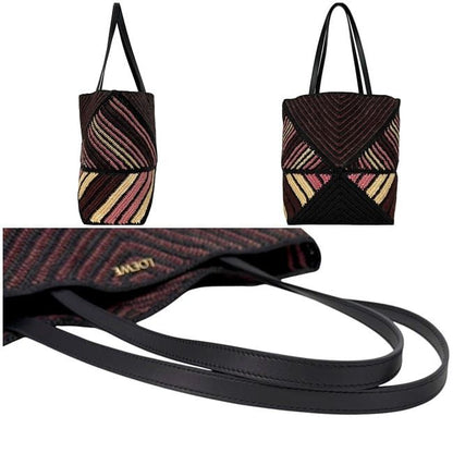 Loewe Tote Bag Folded Tote Medium Black Bordeaux Pink