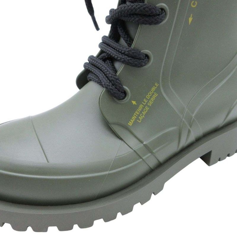 20ss Christian Dior Camp Lace Up Rain Rubber Combat Boots 35/22.0 Khaki Women's