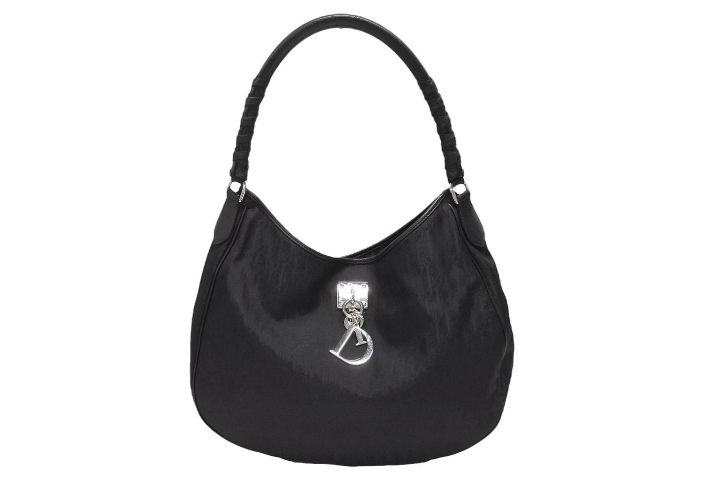 Dior Trotter Shoulder Bag Canvas Black Silver