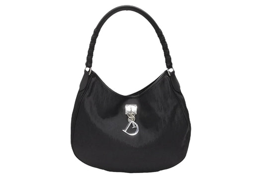 Dior Trotter Shoulder Bag Canvas Black Silver