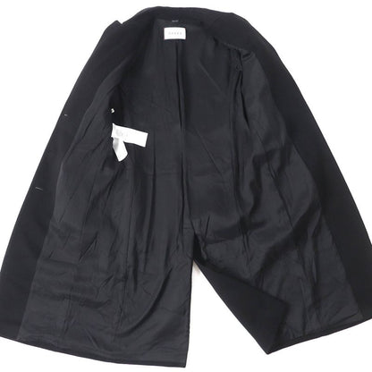 Gucci 455739) 100% Wool Logo Button Single Chester Coat Long Length Black 36