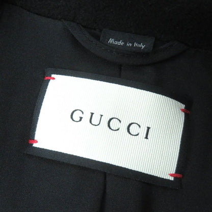 Gucci 455739) 100% Wool Logo Button Single Chester Coat Long Length Black 36