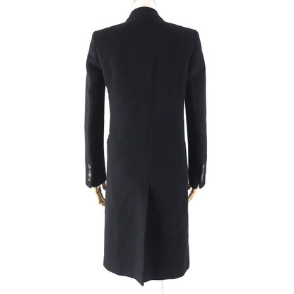 Gucci 455739) 100% Wool Logo Button Single Chester Coat Long Length Black 36