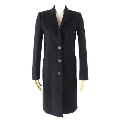 Gucci 455739) 100% Wool Logo Button Single Chester Coat Long Length Black 36